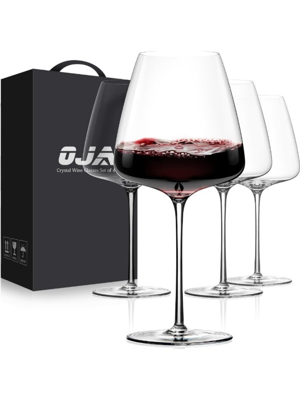 Elegant Crystal Hand Blown Red Wine Glass Set of 4 - 23 oz, Perfect for